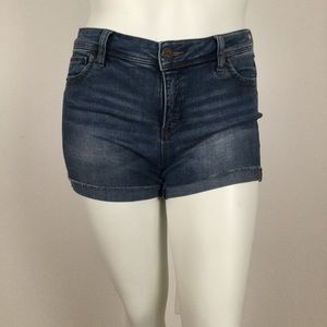 👛 (ANY 2/$25) Warehouse One Bottoms Up Denim Raw Edge Shortie Shorts Size 12